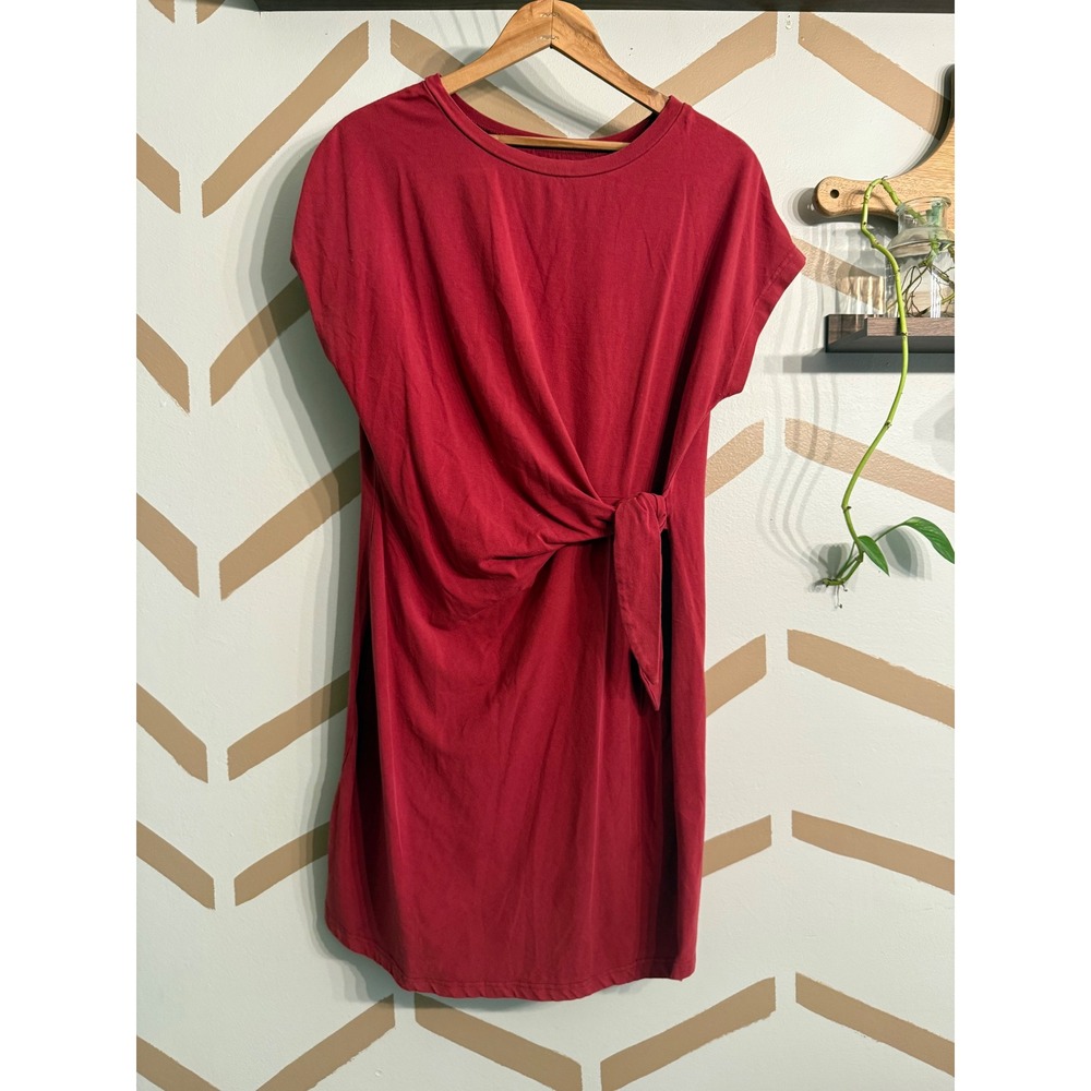Unbranded T-Shirt Dress Womens Large Maroon Tie Side Knot Asymmetrical Jersey